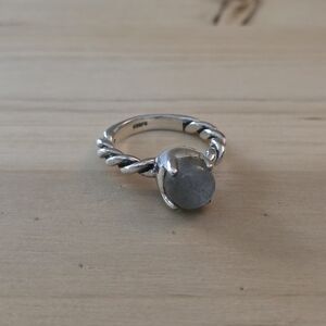 Sterling Silver Twisted Band Ring with Moonstone Size 5.75